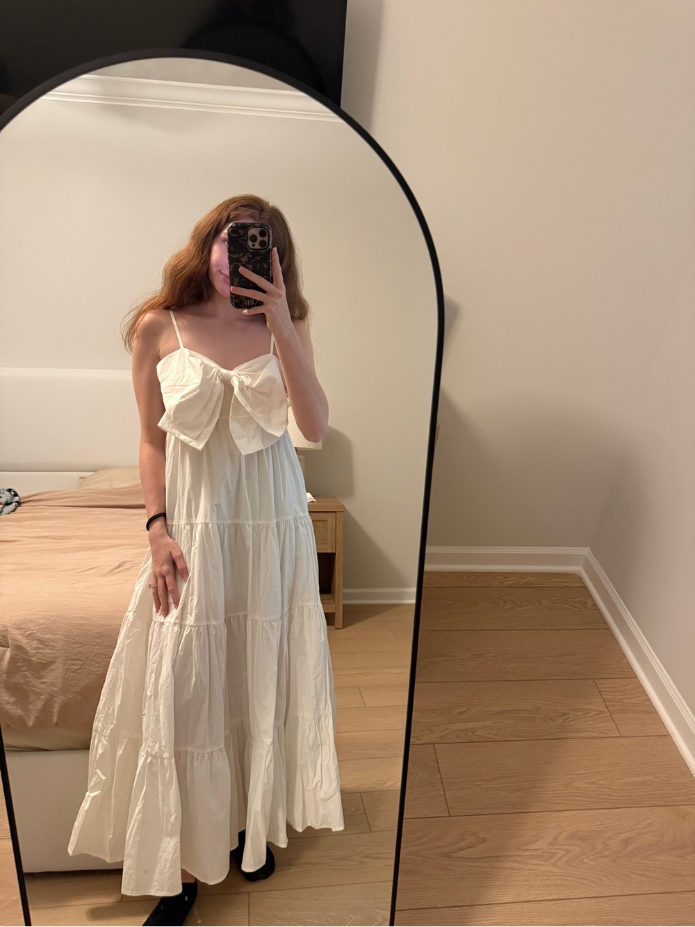 These Three Boutique White Tiered Maxi Dress with Front Bow